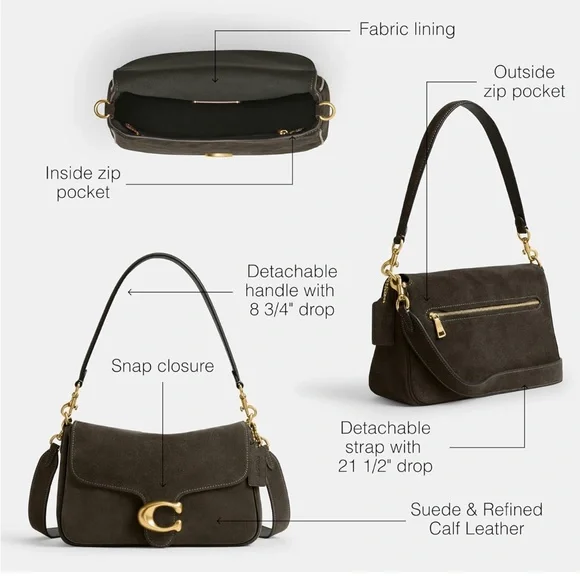 Coach Soft Tabby in Olive Suede - Picture 11 of 12